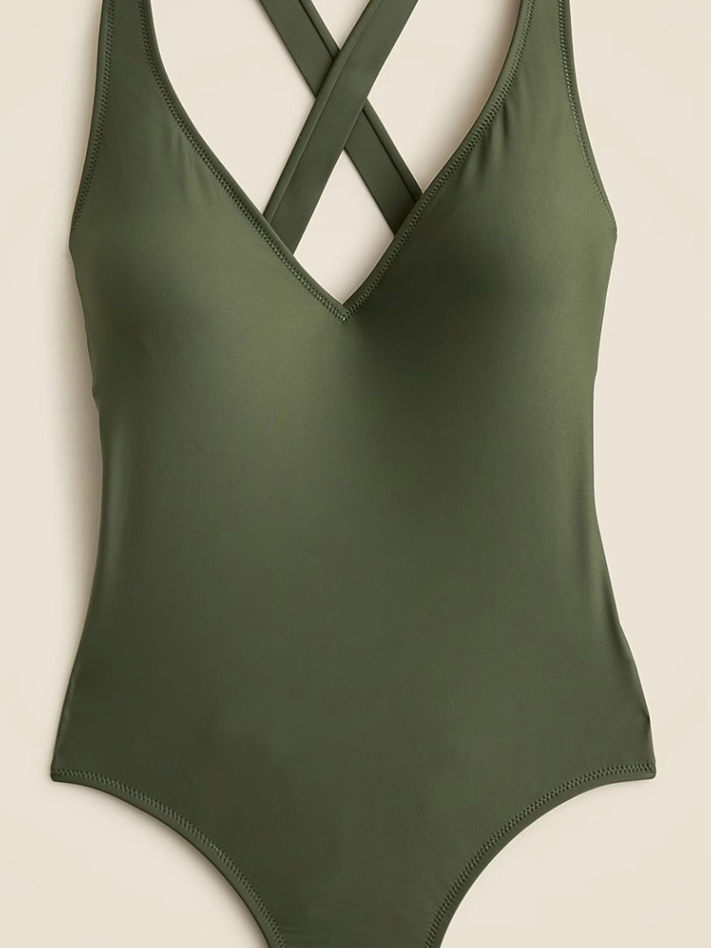 NWT J. Crew Olive Green Crisscross V‑Neck One‑Piece Swimsuit